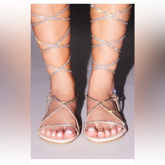 Rhinestone wrap up leg sandals - Picture 2 of 6